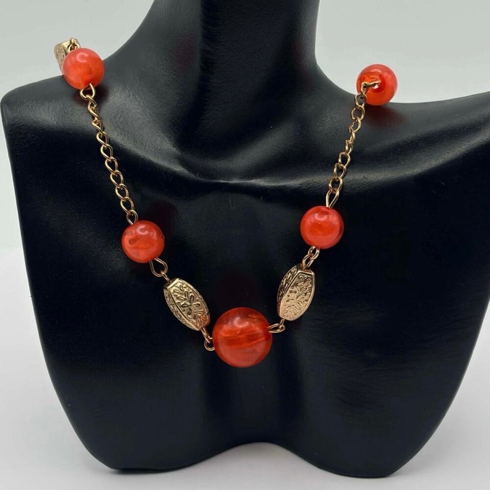Red & Gold Bead Necklace